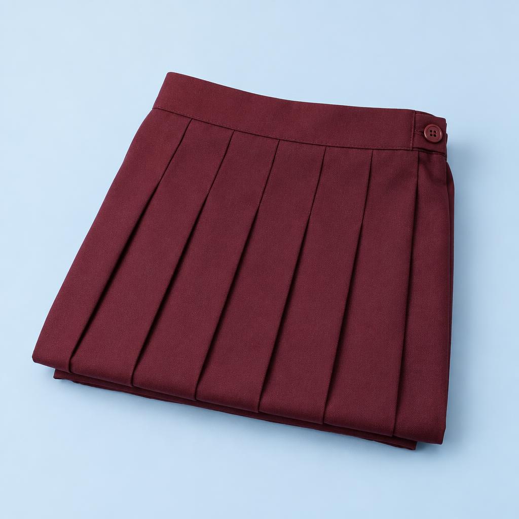 Maroon Pleated Skirt