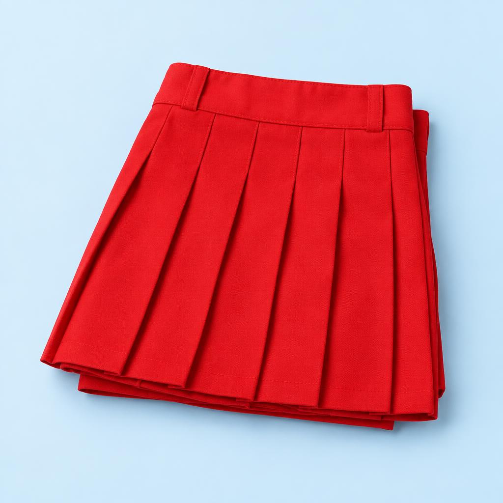 Red Pleated Skirt